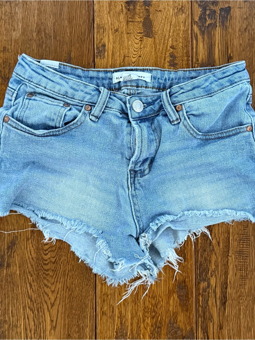 Almost Famous Light Wash Frayed Denim Shorts